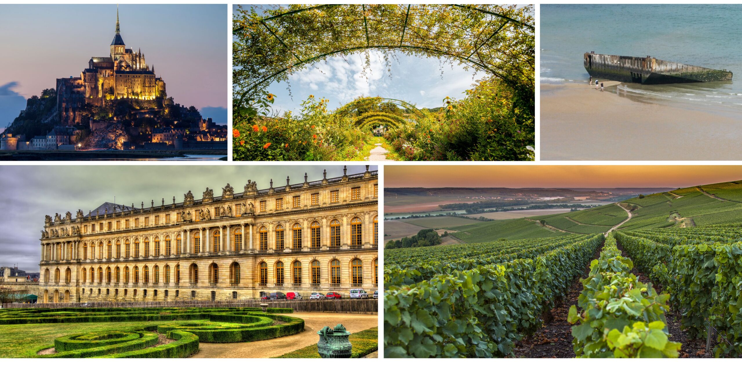 Mont Saint Michel Versailles, Normandy, Reims, Monet garden
